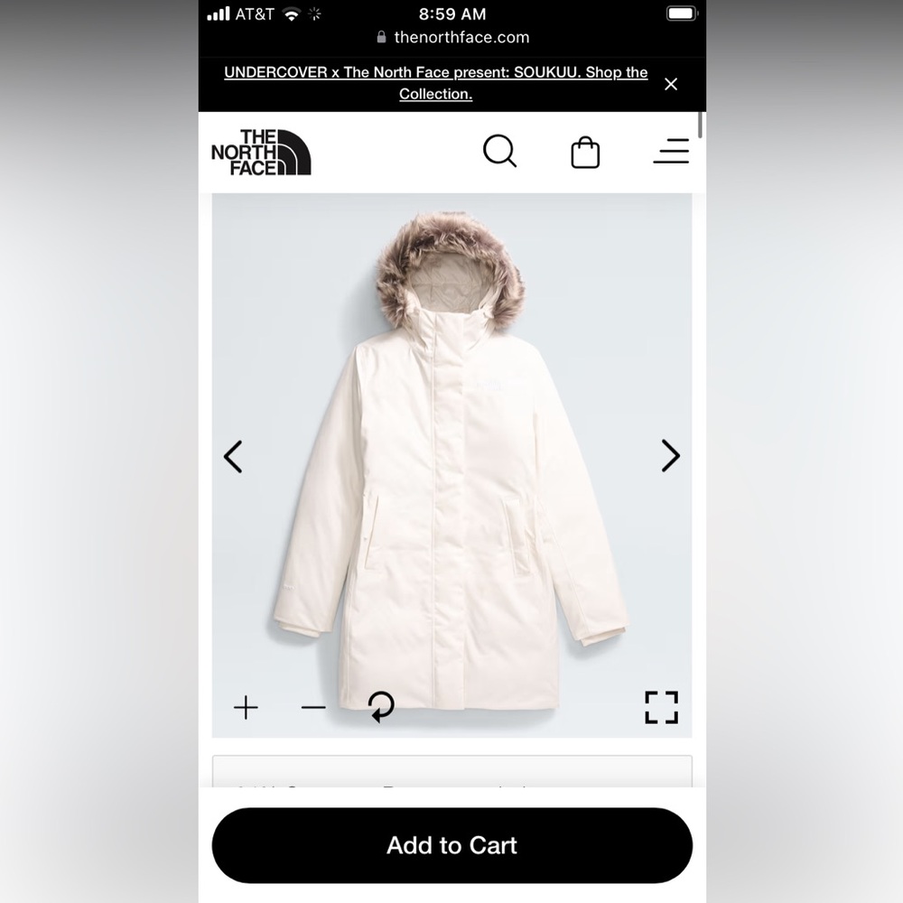 North Face Gardenia Parka- Medium NWT